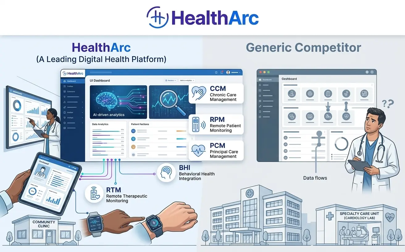  HealthArc vs. a Competitor: CCM, RPM, PCM, BHI, and RTM for Every Practice Type 